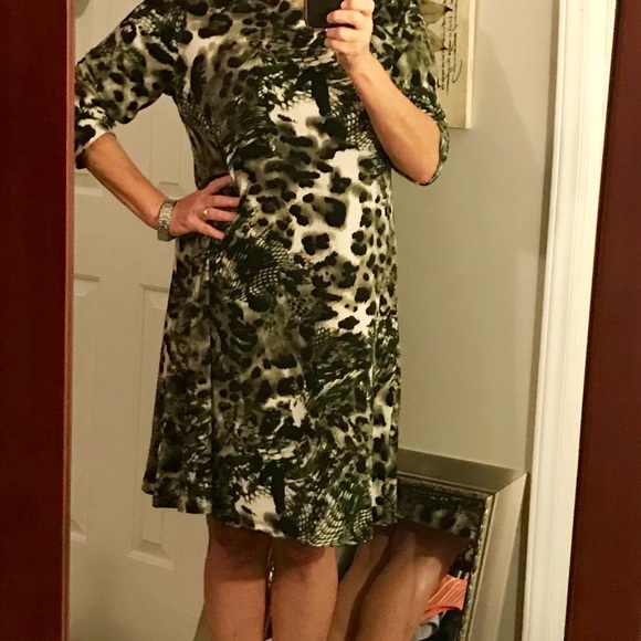 Effortless Style/citiknits Animal Print Dress -L - Picture 4 of 7